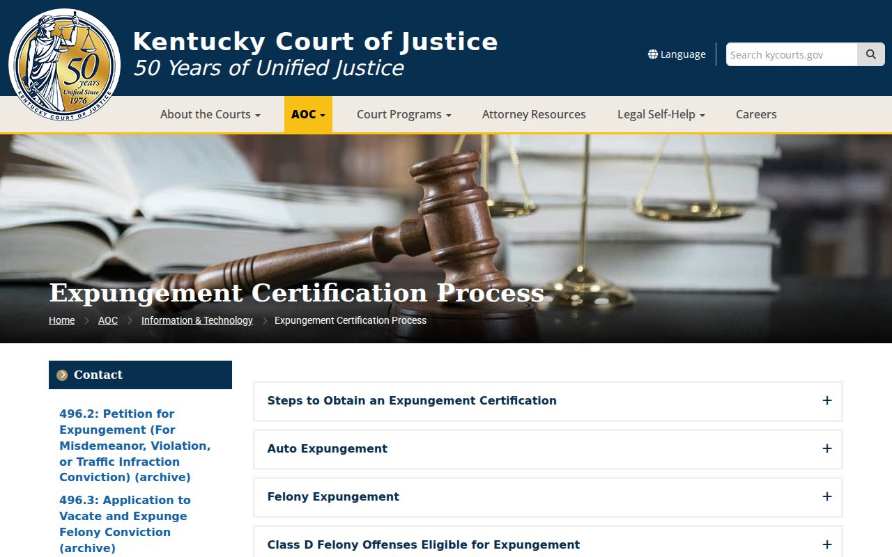 Kentucky expungement steps for Trigg County criminal records