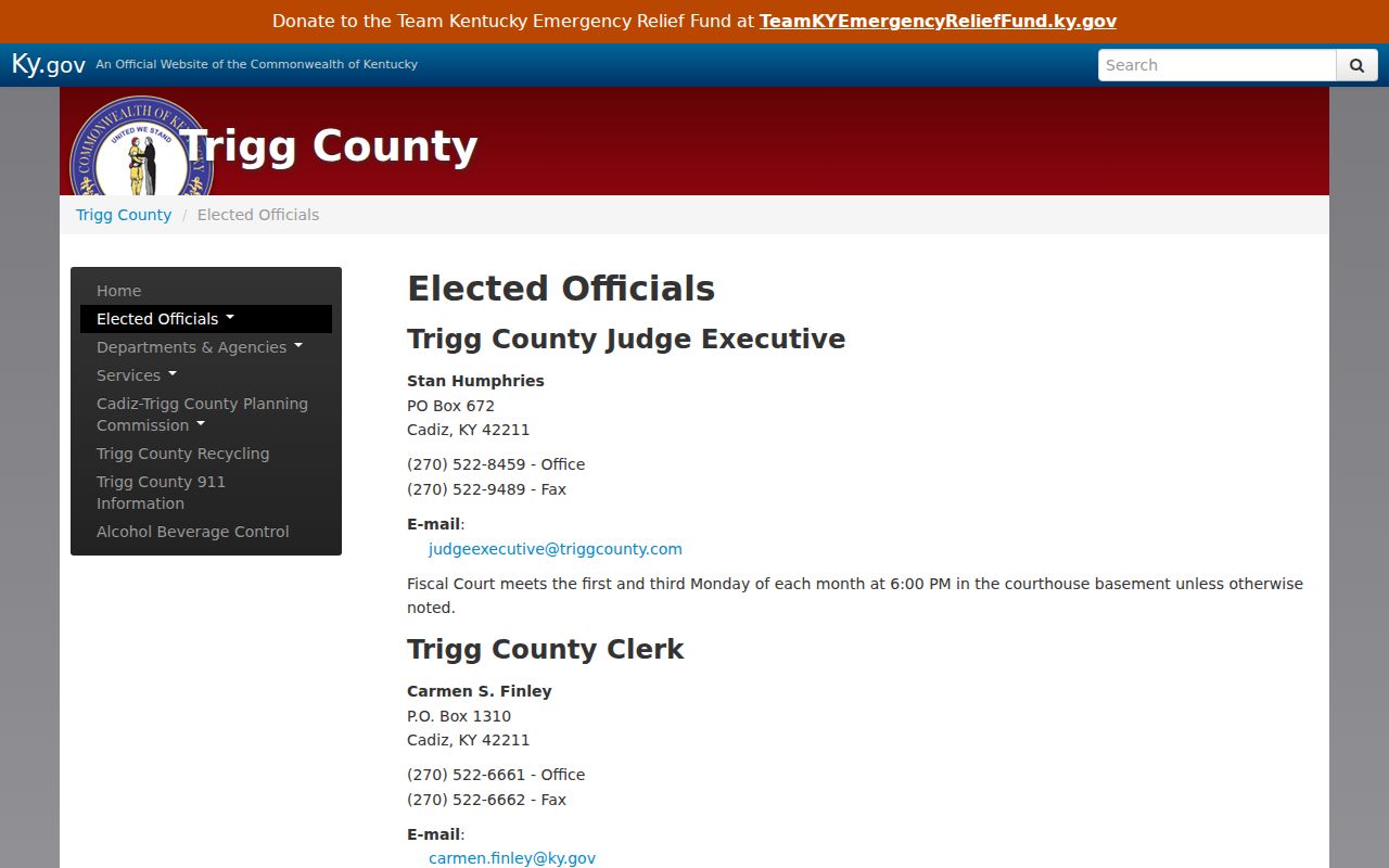 Trigg County arrest search source showing sheriff and jailer contacts